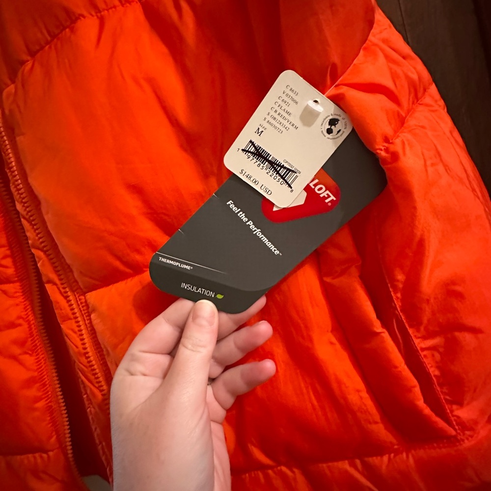 NWT free people size M- puffer vest in orange - Picture 3 of 8